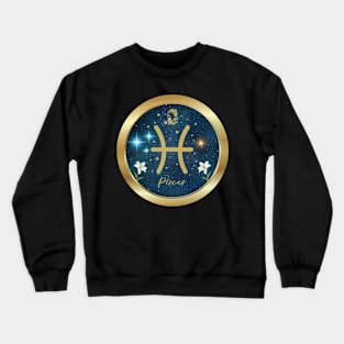 Beautiful Pisces Zodiac sign  Golden Band and flowers Crewneck Sweatshirt